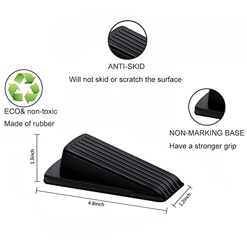 4 Pack Door Stopper , Large Rubber Door Stoppers Wedge with Multi Surface Design , Heavy Duty Door Stops , Non-Scratching Jammer -- Works On All Floor Types and Carpet