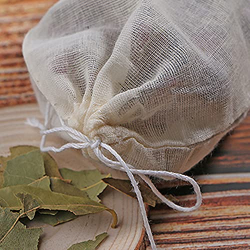 GEMLORD 50 Pcs 4 x 6 Inches Cotton Muslin Bags, Reusable Drawstring Bags for Tea, Cheesecloth Sachet Bags with Drawstring for Party, Home Storage and DIY Craft