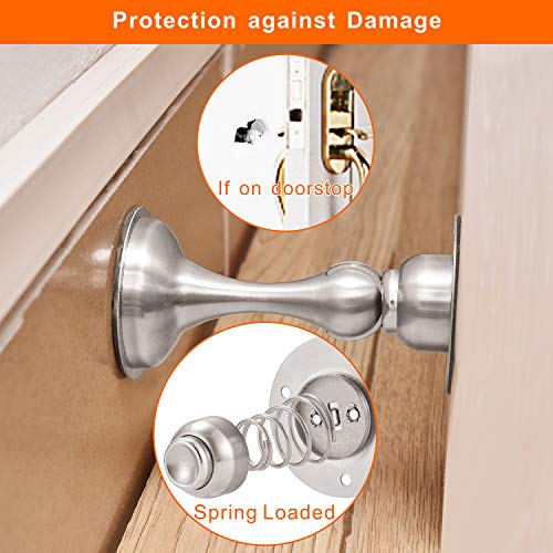 Door Stopper Magnetic Door Stopper Brushed Nickel 6 Pack Stainless Steels Magnetic Door Stop No Need to Drill 3M Double-Sided Adhesive Tape Magnetic Door Holder Soft-Catch Hold Door Open