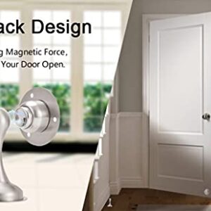 Door Stopper Magnetic Door Stopper Brushed Nickel 6 Pack Stainless Steels Magnetic Door Stop No Need to Drill 3M Double-Sided Adhesive Tape Magnetic Door Holder Soft-Catch Hold Door Open