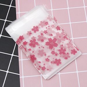 nuomi resealable cellophane bags self-adhesive frosting cherry blossoms bags 100pieces good for bakery candy, cookie, soap, candle gift wraping storage 3.1″x4″