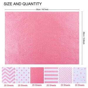 MAMUNU 120 Sheets Light Pink Tissue Paper Set, Metallic Gold Design Gift Wrapping Tissue Paper for Home, Kitchen, Packing, DIY Crafts (20 Sheets Each of 6 Patterns, 50CM X 35CM)