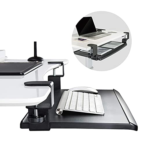 EHO Clamp-On Retractable Adjustable Keyboard Tray, Under Desk Ergonomic Keyboard Tray - Easy Tool-Free Install - Small Surface 20" x 11.5"
