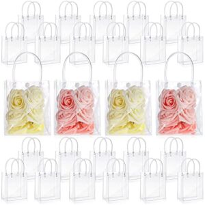 20 pieces clear pvc gift bags with handles 5.9 x 5.1 x 2.76 inch transparent gift bags plastic reusable gift bag shopping wedding clear goodie bags clear candy bags totes for school birthday party