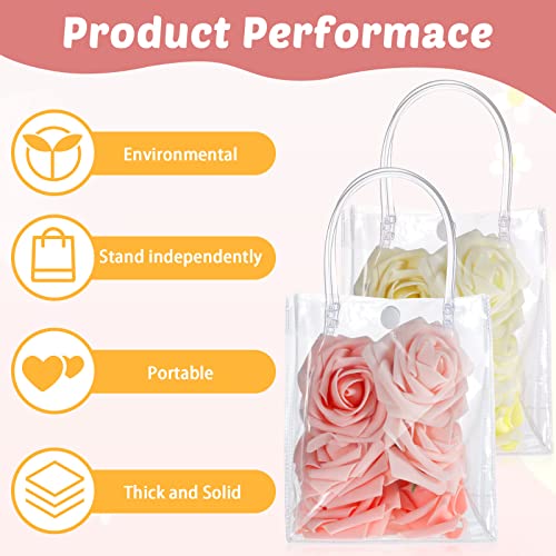 20 Pieces Clear PVC Gift Bags with Handles 5.9 x 5.1 x 2.76 Inch Transparent Gift Bags Plastic Reusable Gift Bag Shopping Wedding Clear Goodie Bags Clear Candy Bags Totes for School Birthday Party