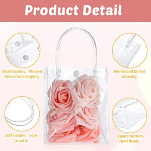 20 Pieces Clear PVC Gift Bags with Handles 5.9 x 5.1 x 2.76 Inch Transparent Gift Bags Plastic Reusable Gift Bag Shopping Wedding Clear Goodie Bags Clear Candy Bags Totes for School Birthday Party