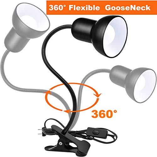 Desk lamp, 360°Rotation Clip on Lamp, Clip On Reading Light, Gooseneck Lamp-On Cable, Portable Clip on Light/Reading Book Light/Clamp Light, Eye-Caring Study clamp for Bedroom Office Home Lighting