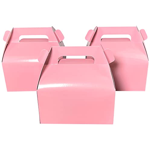 25-Pack Gable Candy Treat Boxes,Small Goodie Gift Boxes for Wedding and Birthday Party Favors Box 6.2 x 3.5 x 3.5 inch (Pink,25)