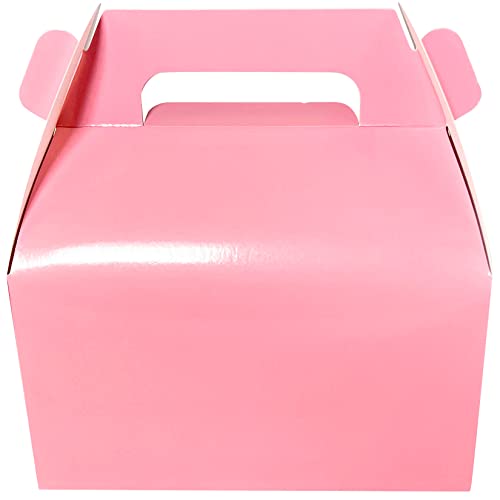 25-Pack Gable Candy Treat Boxes,Small Goodie Gift Boxes for Wedding and Birthday Party Favors Box 6.2 x 3.5 x 3.5 inch (Pink,25)