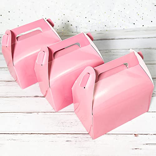 25-Pack Gable Candy Treat Boxes,Small Goodie Gift Boxes for Wedding and Birthday Party Favors Box 6.2 x 3.5 x 3.5 inch (Pink,25)