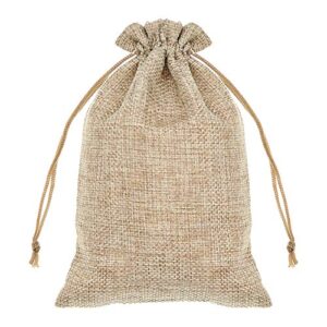sumdirect 20pcs 5x7inch brown linen burlap bag, mini lightweight gift bags breathable pouches with drawstring packing storage jute sacks for wedding, party, birthday, diy craft…