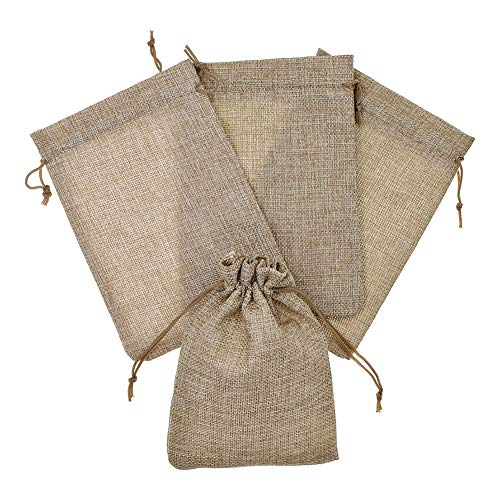SumDirect 20Pcs 5x7inch Brown Linen Burlap Bag, Mini lightweight Gift Bags Breathable Pouches with Drawstring Packing Storage Jute Sacks for Wedding, Party, Birthday, DIY Craft…
