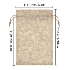 SumDirect 20Pcs 5x7inch Brown Linen Burlap Bag, Mini lightweight Gift Bags Breathable Pouches with Drawstring Packing Storage Jute Sacks for Wedding, Party, Birthday, DIY Craft…