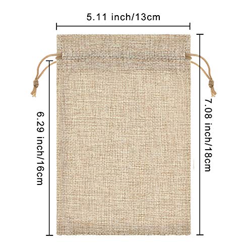 SumDirect 20Pcs 5x7inch Brown Linen Burlap Bag, Mini lightweight Gift Bags Breathable Pouches with Drawstring Packing Storage Jute Sacks for Wedding, Party, Birthday, DIY Craft…