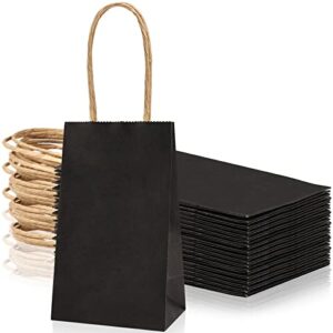 moretoes 60pcs small black kraft paper bags 6 x 3.5 x 2.4 inches mini gift bags with handles bulk party favor bags candy bags