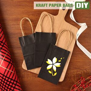 Moretoes 60pcs Small Black Kraft Paper Bags 6 x 3.5 x 2.4 Inches Mini Gift Bags with Handles Bulk Party Favor Bags Candy Bags