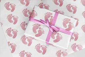 pink baby feet gift wrapping paper – 24″x10′