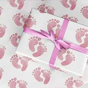 Pink Baby Feet Gift Wrapping Paper - 24"x10'