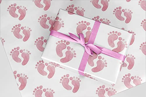 Pink Baby Feet Gift Wrapping Paper - 24"x10'