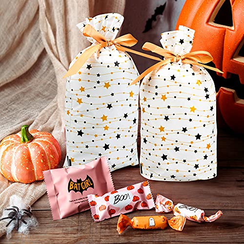 TESEAM Plastic Drawstring Candy Bag 50 Pack, Durable Treat Favor Bag Gift Wrapper Bags with Star for Wedding Birthday Party Holiday, Children Treat Bag