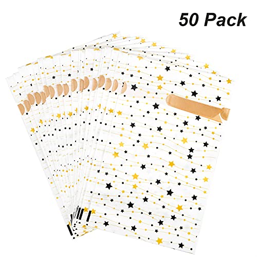 TESEAM Plastic Drawstring Candy Bag 50 Pack, Durable Treat Favor Bag Gift Wrapper Bags with Star for Wedding Birthday Party Holiday, Children Treat Bag