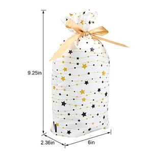 TESEAM Plastic Drawstring Candy Bag 50 Pack, Durable Treat Favor Bag Gift Wrapper Bags with Star for Wedding Birthday Party Holiday, Children Treat Bag