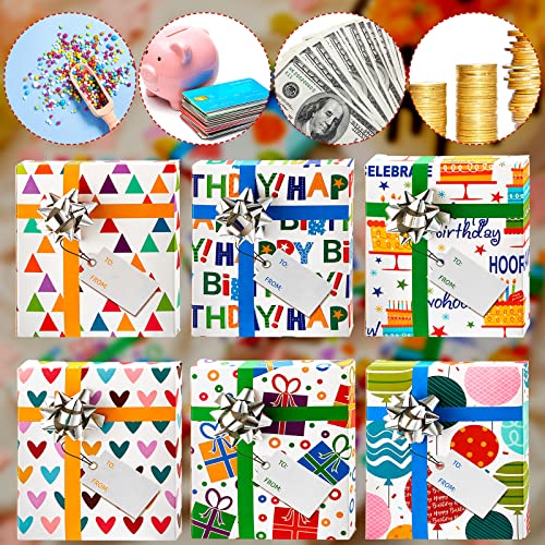 12 Pieces Gift Card Box Happy Birthday Present Card Holder Birthday Card Gift Box with 12 Pieces Wrapping Bows Mini Favor Boxes for Holiday Birthday Party