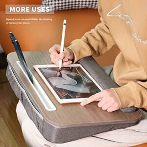 Ghost FIRE Lap Laptop Desk - Portable Wooden Laptop Desk with Pillow Wrist Rest、Storage Bags and Slots for Tablet and Phone,Fits Up to 13-15 Inch Laptop,Lightweight and Convenient for Home Office