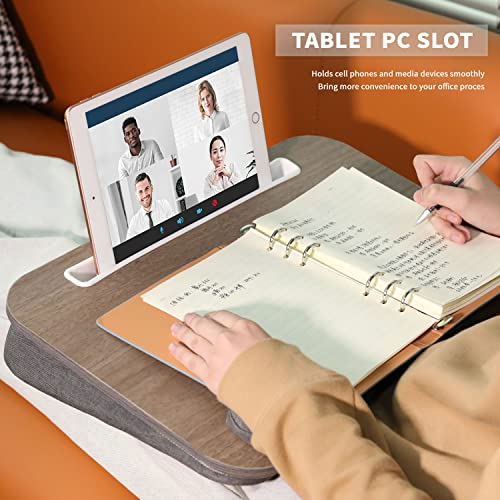 Ghost FIRE Lap Laptop Desk - Portable Wooden Laptop Desk with Pillow Wrist Rest、Storage Bags and Slots for Tablet and Phone,Fits Up to 13-15 Inch Laptop,Lightweight and Convenient for Home Office