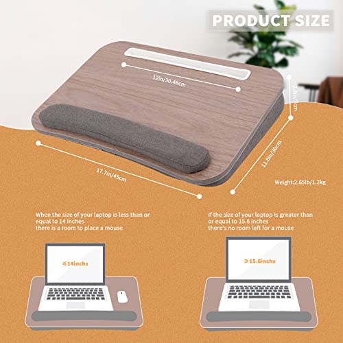 Ghost FIRE Lap Laptop Desk - Portable Wooden Laptop Desk with Pillow Wrist Rest、Storage Bags and Slots for Tablet and Phone,Fits Up to 13-15 Inch Laptop,Lightweight and Convenient for Home Office