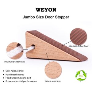 Extra Large Wooden Door Stopper Wedge for Bottom of Door, Fitting for Door Gap Under 2 inches, 2 Pack Black.