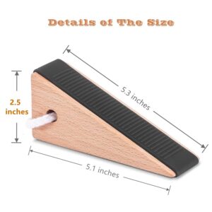 Extra Large Wooden Door Stopper Wedge for Bottom of Door, Fitting for Door Gap Under 2 inches, 2 Pack Black.