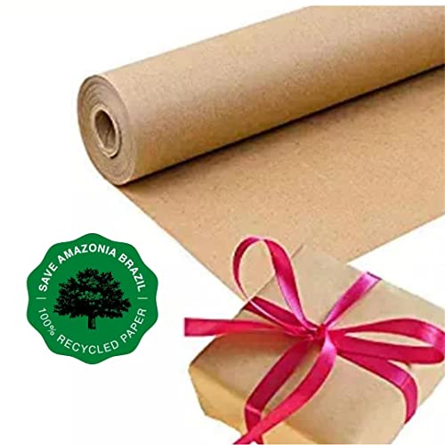 Eco Kraft Wrapping Paper Roll | 24in 350ft (45g) | Biodegradable with 100% Recycled Fiber | Multi-use: Natural Wrapping Paper, Table Cover/Runner, Moving, Packing & Shipping.