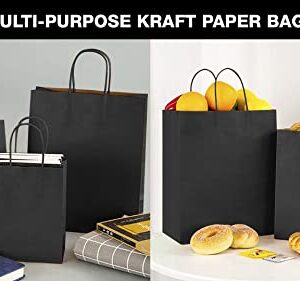 Packanewly Kraft Paper Bags with Handles, 75 PCS Black - Eco-Friendly Gift Bags - Mixed Sizes: Small, Medium & Large for Retail, Gift, Shopping, Wedding, Birthday & Parties