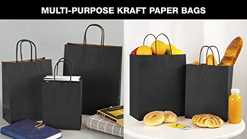 Packanewly Kraft Paper Bags with Handles, 75 PCS Black - Eco-Friendly Gift Bags - Mixed Sizes: Small, Medium & Large for Retail, Gift, Shopping, Wedding, Birthday & Parties