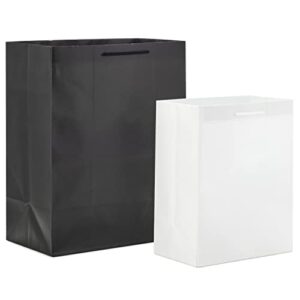 Hallmark Assorted Black and White Gift Bags (8 Bags: 4 Medium 9", 4 Large 13") for Weddings, Graduations, Retirements, Valentine's Day, Halloween