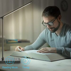 ONSTUY Desk Lamp,Dimmable Eye-Caring LED Table Lamp,5 Light Modes and 5 Brightness Levels,Touch Control,Auto Timer,Bedside Lamp with USB Charging Port for Study,Home,Office,Bedroom,Reading,Work