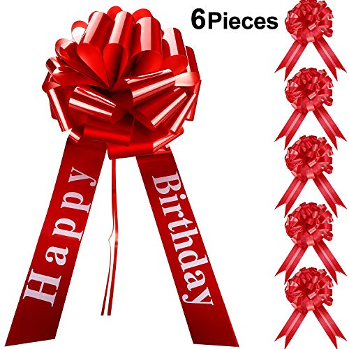 20 Inches Red Car Bow Happy Birthday Large Car Ribbon Bow and 5 Pieces 6 Inch Pull Bow for Christmas Party Car Decoration New Houses Wedding