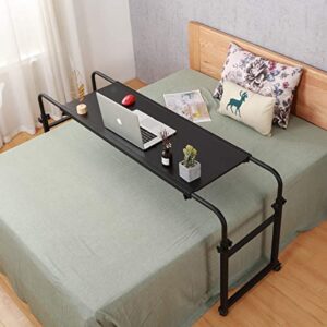 Overbed Table with Wheels Overbed Desk Over Bed Desk King Queen Bed Table Overbed Laptop Table Over Bed Table with Wheels(Black)