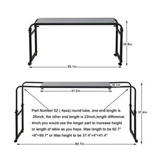 Overbed Table with Wheels Overbed Desk Over Bed Desk King Queen Bed Table Overbed Laptop Table Over Bed Table with Wheels(Black)