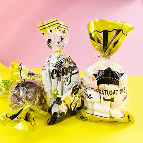 Bnsikun 100Pcs Graduation Cellophane Bag Graduation Treat Bags Candy Popcorn bags Cello Bag Party Favors Gifts Bags for Graduation Party Table Setting