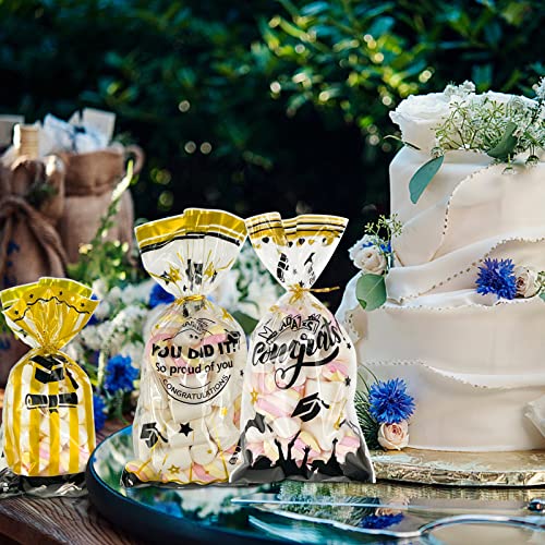 Bnsikun 100Pcs Graduation Cellophane Bag Graduation Treat Bags Candy Popcorn bags Cello Bag Party Favors Gifts Bags for Graduation Party Table Setting