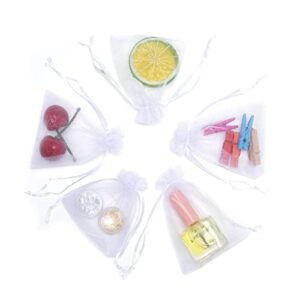 FOCCIUP 100 Pcs 3x4 Inches Mixed Color Organza Bags Gift Bags with Drawstring for Christmas Candy Wedding Birthday Party Favor