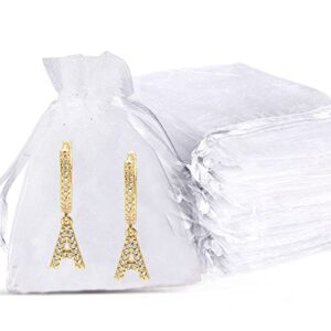 lanxingyan 100pcs white organza bags 3.5×4.7 inches sheer organza bags small mesh bags jewelry candy wedding party bags (3.5×4.7″white)…