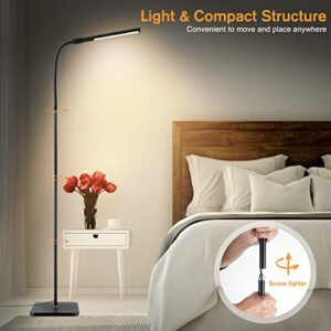 LED Floor Lamp ,Removable Eye Caring Light can be Flashlight ,Adjustable Tri-Color Temperature, Gooseneck Modern Bedroom Reading Lamps with Two Timers and Memory ,for Living Room ,Office , Emergency
