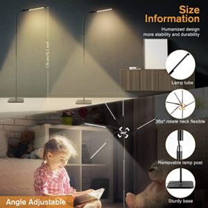 LED Floor Lamp ,Removable Eye Caring Light can be Flashlight ,Adjustable Tri-Color Temperature, Gooseneck Modern Bedroom Reading Lamps with Two Timers and Memory ,for Living Room ,Office , Emergency