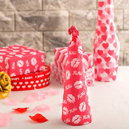 Whaline 120 Sheets Valentines Tissue Paper, Assorted Love Heart Design Gift Wrapping Paper for Arts Crafts, Gifts, DIY, Birthdays, Weddings, Showers