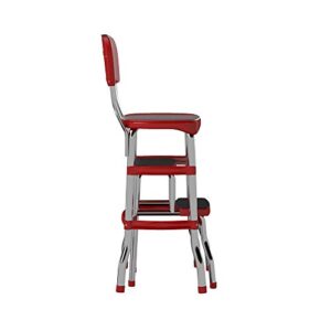 Cosco Retro Counter Chair/Step Stool, Sliding, Red