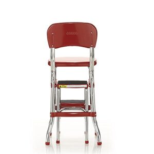 Cosco Retro Counter Chair/Step Stool, Sliding, Red