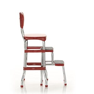 Cosco Retro Counter Chair/Step Stool, Sliding, Red